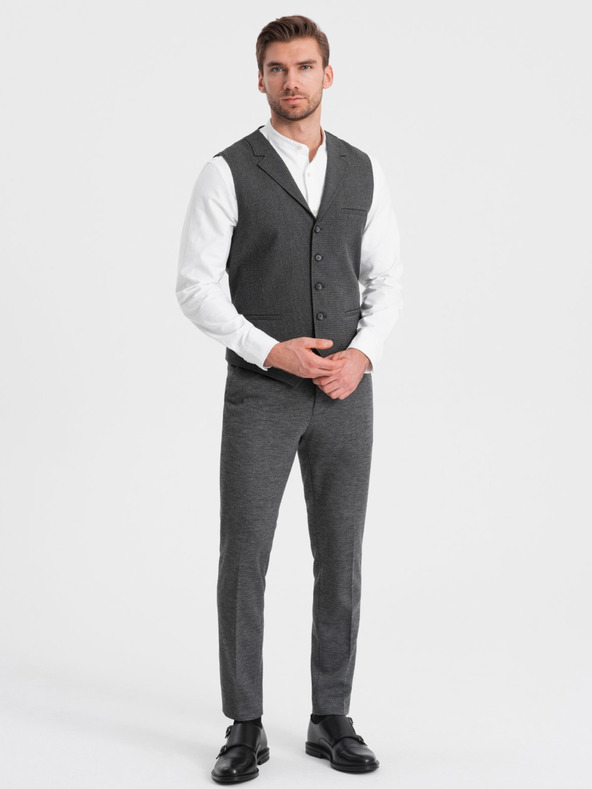 Ombre Clothing Gilet da uomo grigio scuro con collo Ombre Clothing