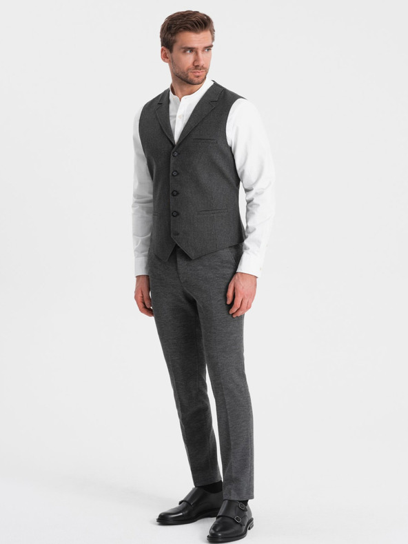 Ombre Clothing Gilet da uomo grigio scuro con collo Ombre Clothing