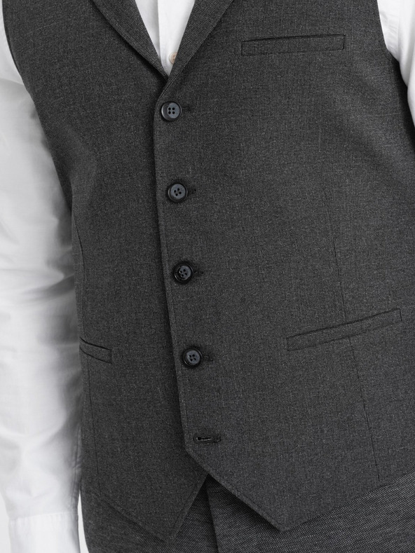 Ombre Clothing Gilet da uomo grigio scuro con collo Ombre Clothing