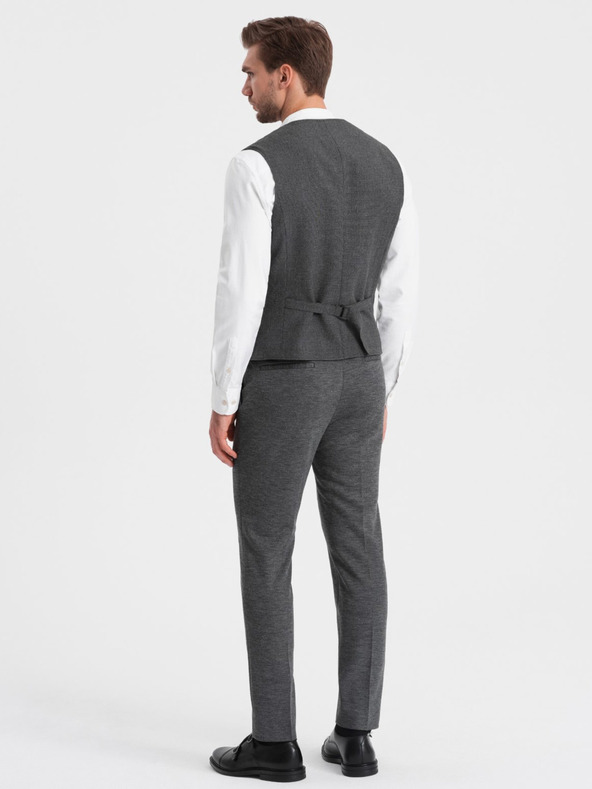 Ombre Clothing Gilet da uomo grigio scuro con collo Ombre Clothing