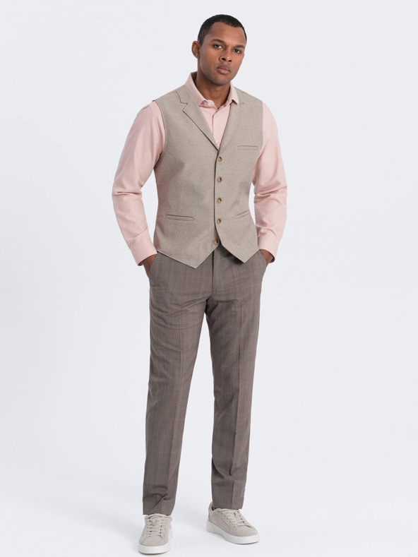 Ombre Clothing Gilet da uomo beige con colletto Ombre Clothing