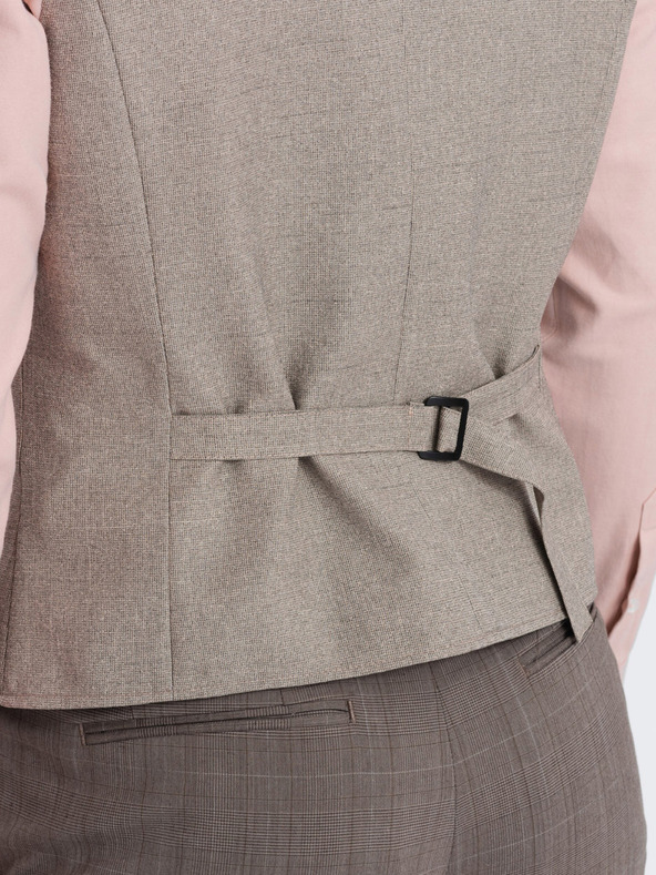 Ombre Clothing Gilet da uomo beige con colletto Ombre Clothing