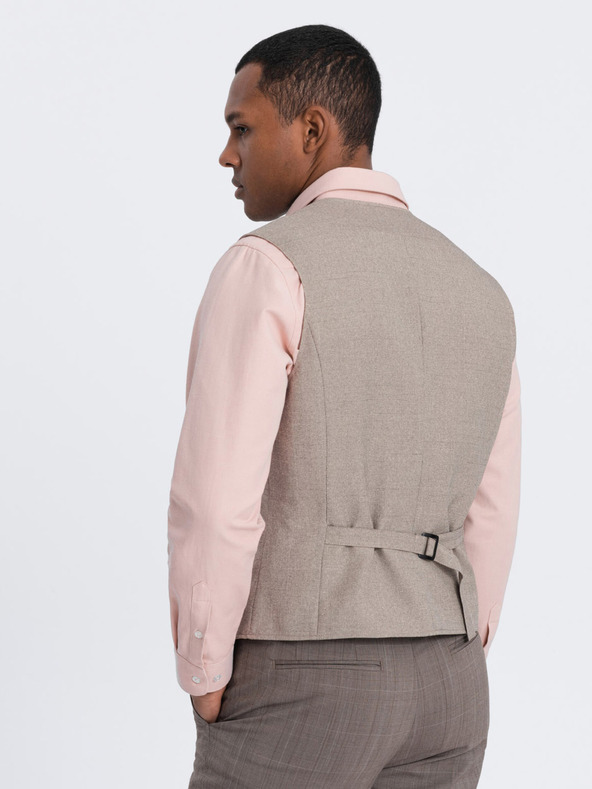 Ombre Clothing Gilet da uomo beige con colletto Ombre Clothing