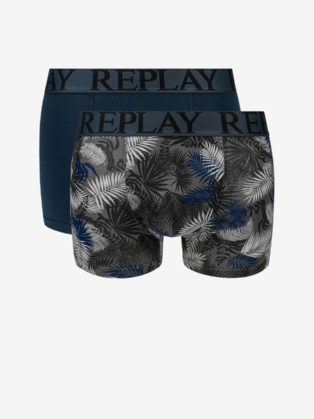 Replay Set di due boxer in blu scuro e grigio Replay Foliage