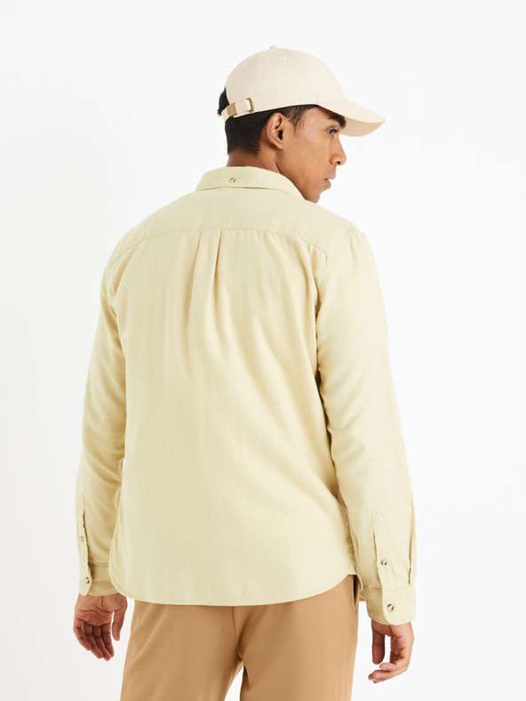 Celio Camicia di flanella beige da uomo Celio Caoflacko