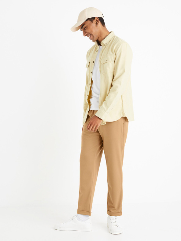 Celio Camicia di flanella beige da uomo Celio Caoflacko