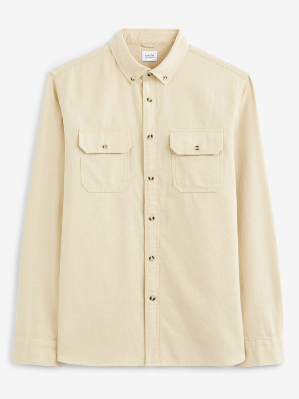Celio Camicia di flanella beige da uomo Celio Caoflacko