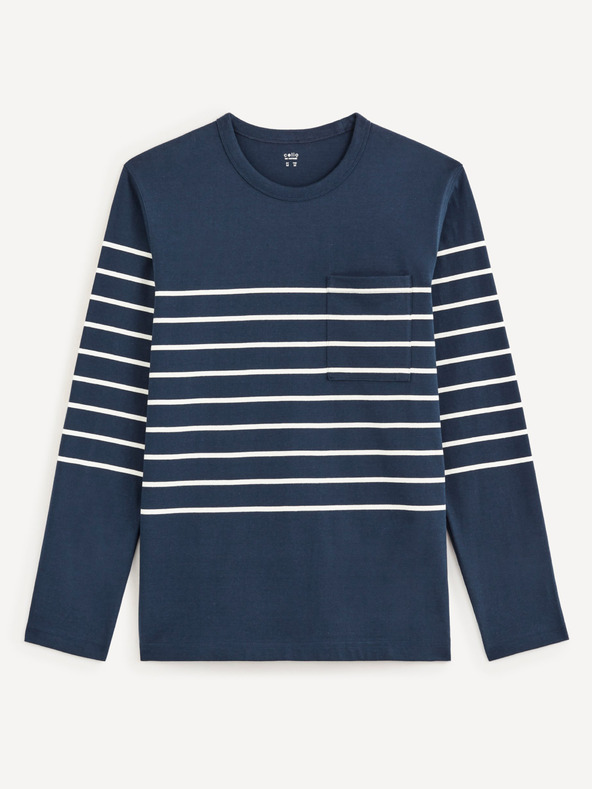 Celio Maglietta blu a righe da uomo Celio Veboxmlr