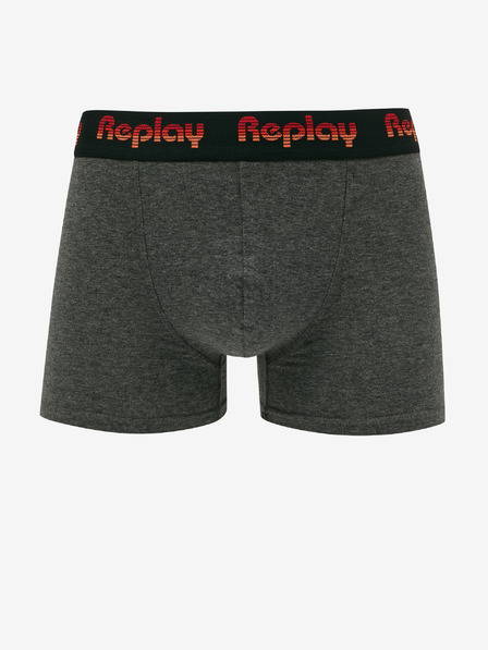 Replay Set di due calzini boxer da uomo in nero e grigio scuro Replay