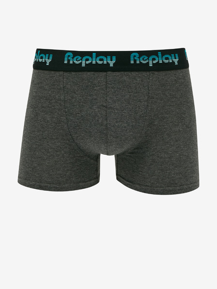 Replay Set di due calzini boxer da uomo in nero e grigio scuro Replay