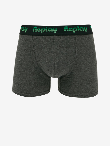 Replay Set di due calzini boxer da uomo in nero e grigio scuro Replay