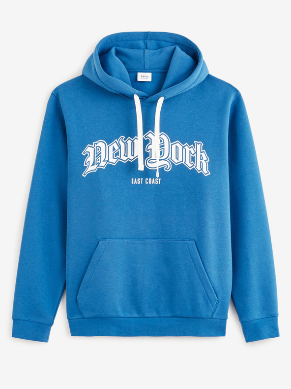 Celio Felpa con cappuccio blu da uomo Celio Fecago