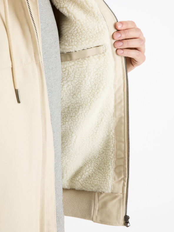 Celio Giacca in ecopelliccia da uomo Celio Fuhoodie crema