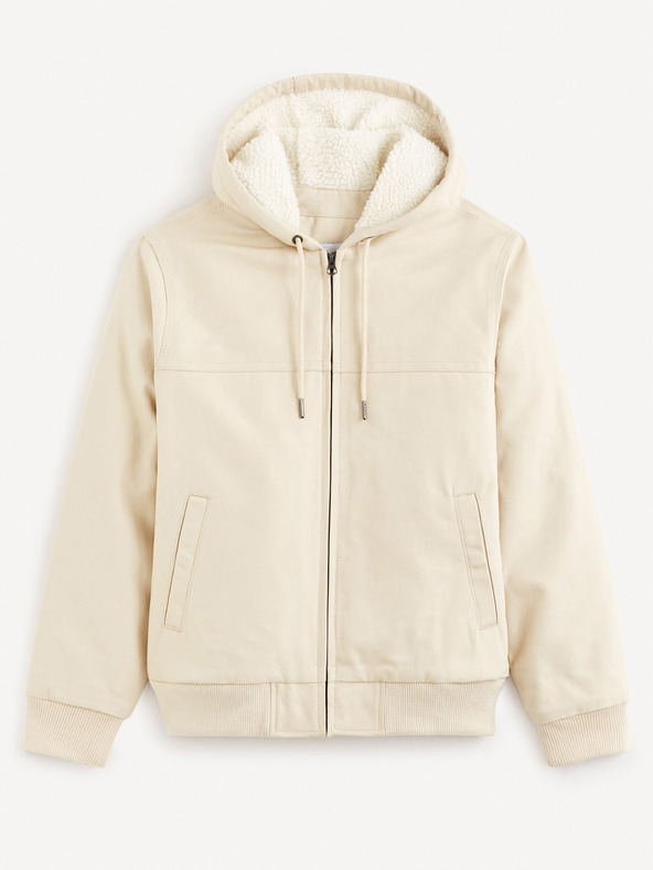 Celio Giacca in ecopelliccia da uomo Celio Fuhoodie crema