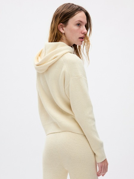 GAP Maglione con cappuccio a coste da donna color crema GAP CashSoft