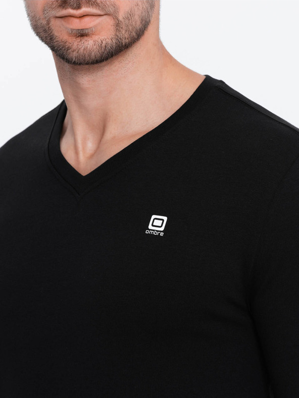 Ombre Clothing T-shirt nera da uomo con scollo a V Ombre Clothing