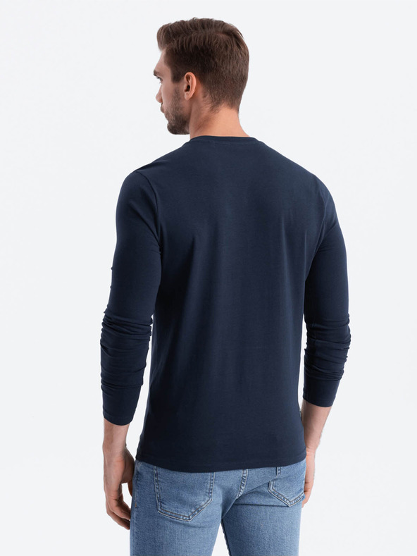 Ombre Clothing T-shirt uomo blu scuro con scollo a V Ombre Clothing