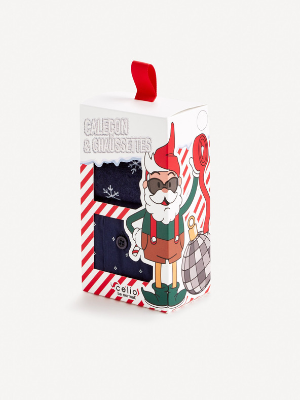 Celio Set di pantaloncini e calzini da uomo blu scuro in confezione regalo Celio
