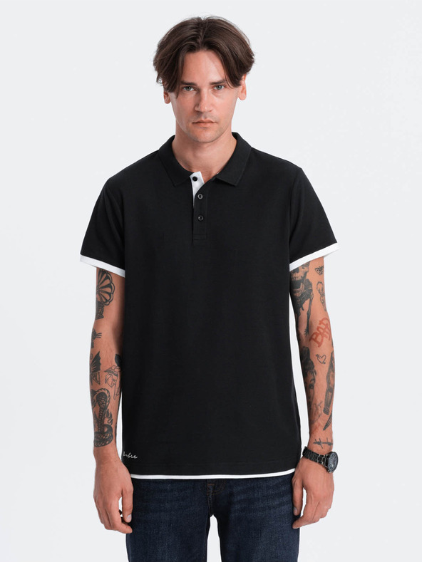 Ombre Clothing Polo da uomo nera Ombre Clothing