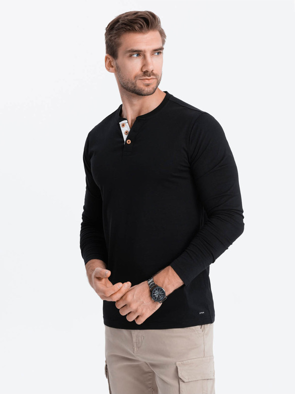 Ombre Clothing Camicia button down nera da uomo Ombre Clothing HENLEY