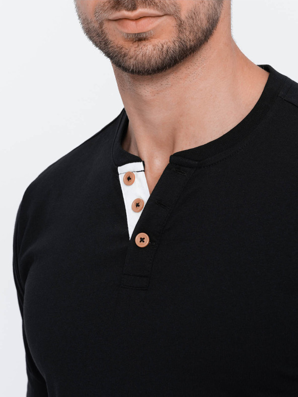 Ombre Clothing Camicia button down nera da uomo Ombre Clothing HENLEY