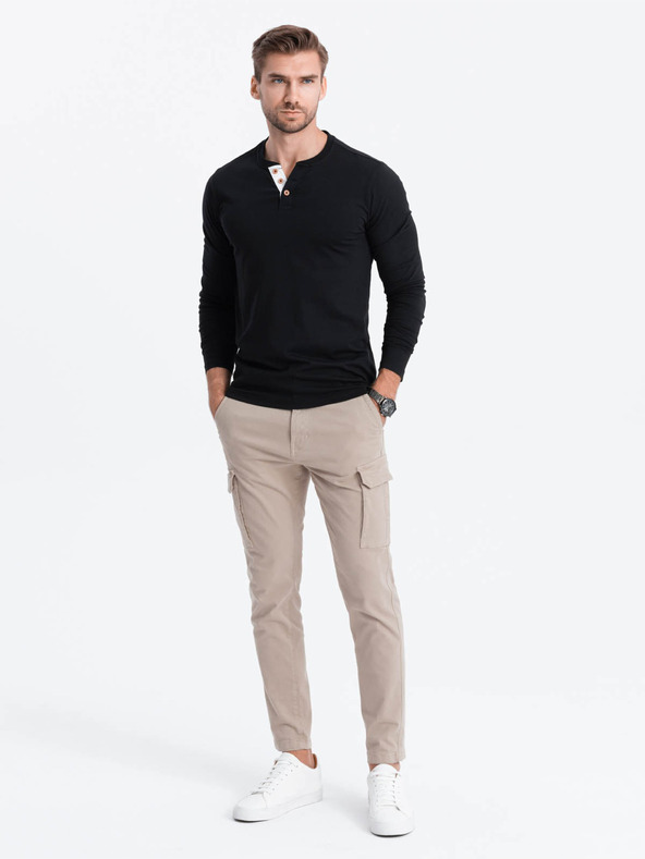 Ombre Clothing Camicia button down nera da uomo Ombre Clothing HENLEY