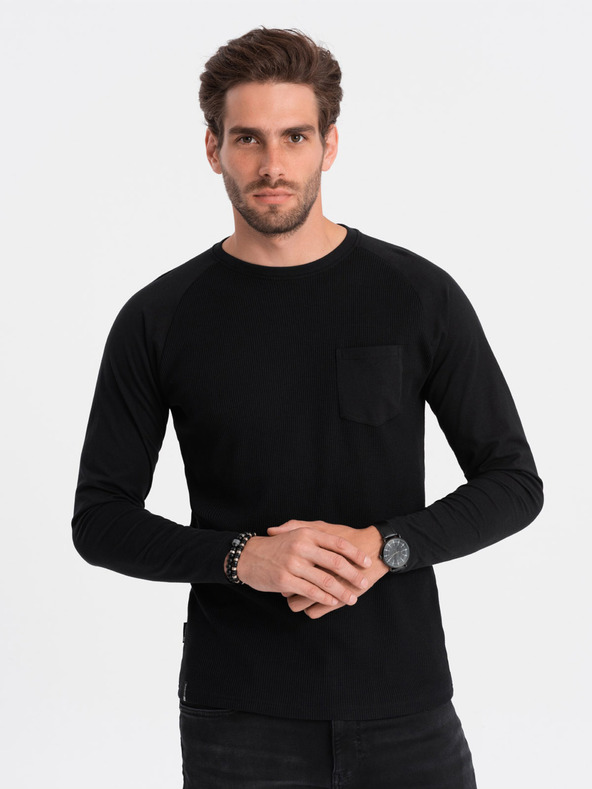 Ombre Clothing Camicia basic nera da uomo con taschino Ombre Clothing