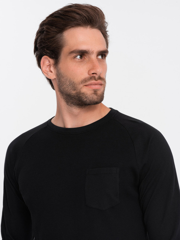 Ombre Clothing Camicia basic nera da uomo con taschino Ombre Clothing