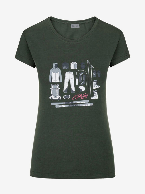 Kilpi T-shirt sportiva stampata verde scuro da donna Kilpi TORNES
