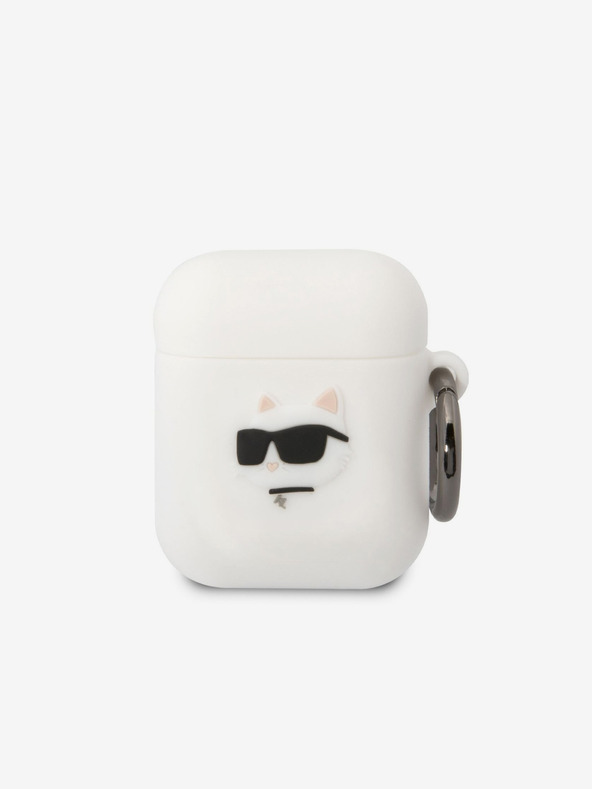 Karl Lagerfeld Logo 3D NFT Choupette Head Custodia in silicone per Airpods 1/2 Bianco Karl Lagerfeld