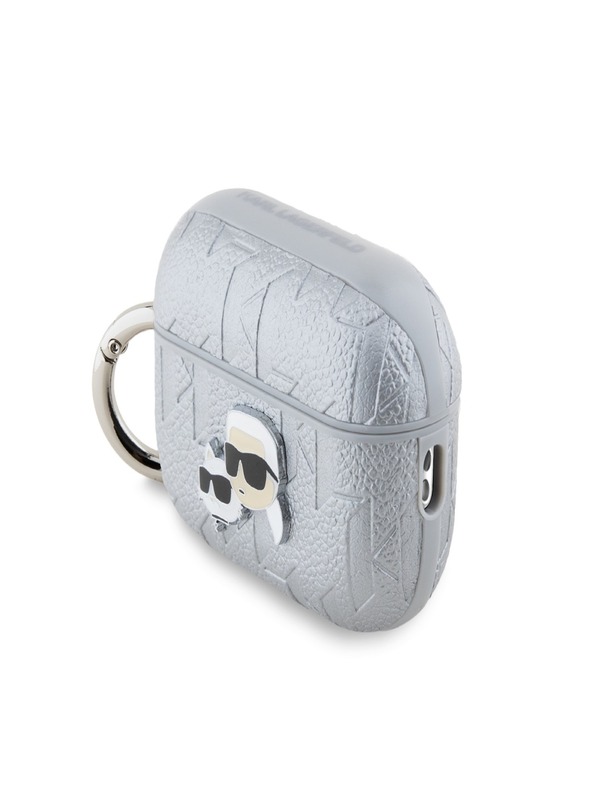 Karl Lagerfeld PU Embossed Karl e Choupette Heads Case per AirPods Pro 2 Silver Karl Lagerfeld