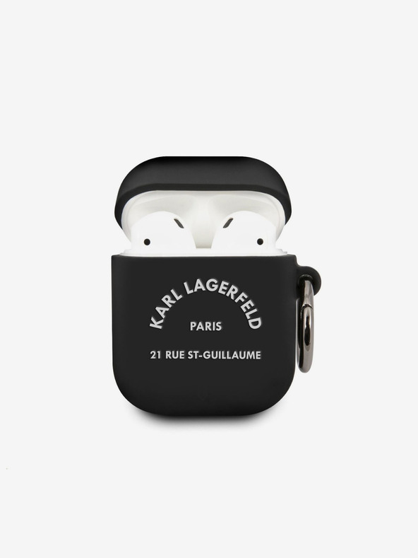 Karl Lagerfeld Custodia in silicone Rue St Guillaume per Airpods 1/2 nero Karl Lagerfeld