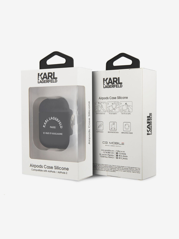 Karl Lagerfeld Custodia in silicone Rue St Guillaume per Airpods 1/2 nero Karl Lagerfeld