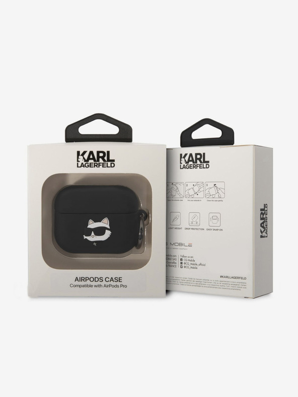 Karl Lagerfeld Logo 3D NFT Choupette Head Custodia in silicone per Airpods Pro Nero Karl Lagerfeld