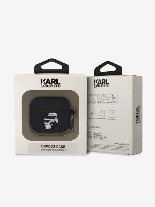 Karl Lagerfeld Custodia in silicone 3D con logo Karl e Choupette per AirPods 3 nero Karl Lagerfeld