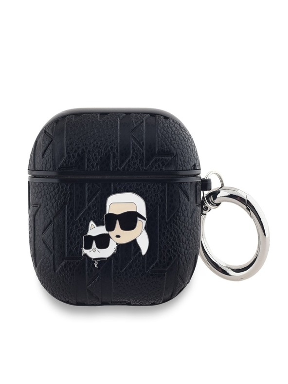 Karl Lagerfeld Karl Lagerfeld Custodia con teste di Karl e Choupette in PU in rilievo per AirPods 3 nero
