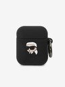 Karl Lagerfeld Custodia in silicone con logo 3D NFT Karl Head per Airpods 1/2 nero Karl Lagerfeld
