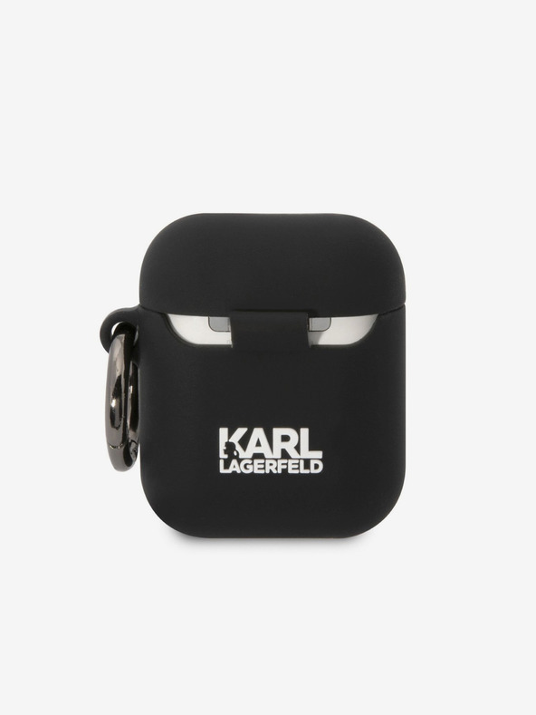 Karl Lagerfeld Custodia in silicone con logo 3D NFT Karl Head per Airpods 1/2 nero Karl Lagerfeld