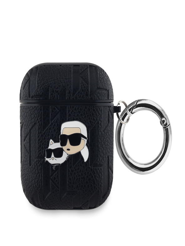 Karl Lagerfeld Karl Lagerfeld PU Embossed Karl e Choupette Heads Case per AirPods 1/2 Nero