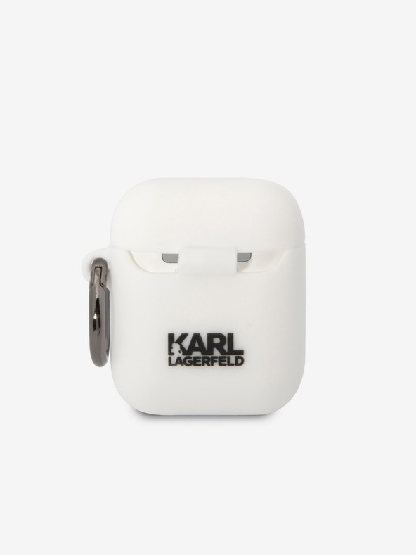 Karl Lagerfeld 3D Logo NFT Karl Head Custodia in silicone per Airpods 1/2 Bianco Karl Lagerfeld