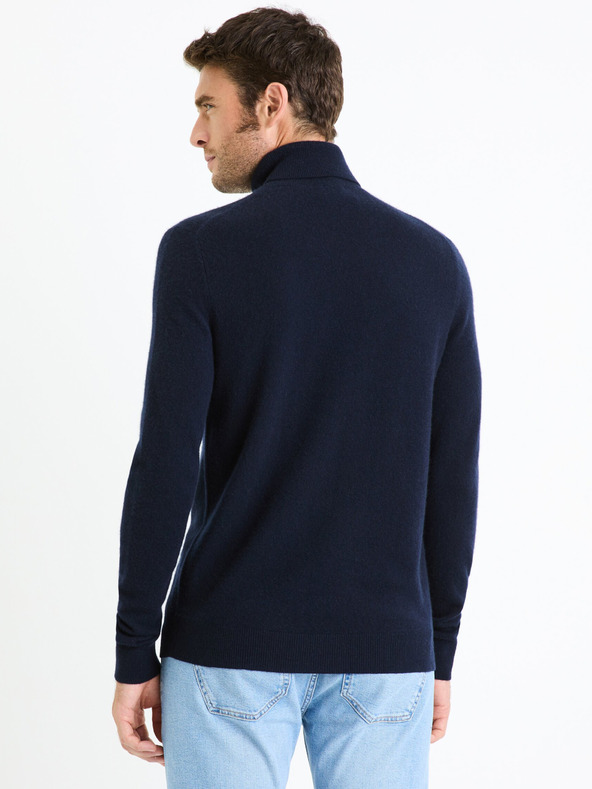 Celio Maglione dolcevita in cashmere blu scuro da uomo Celio Jehigh