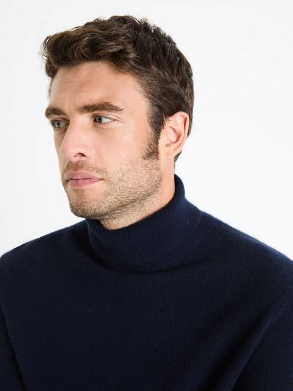 Celio Maglione dolcevita in cashmere blu scuro da uomo Celio Jehigh
