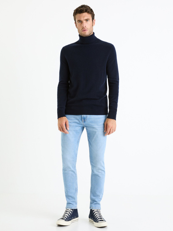 Celio Maglione dolcevita in cashmere blu scuro da uomo Celio Jehigh