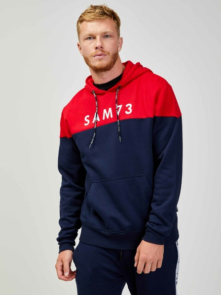 Sam 73 Felpa con cappuccio rossa e blu da uomo SAM 73 Eldos