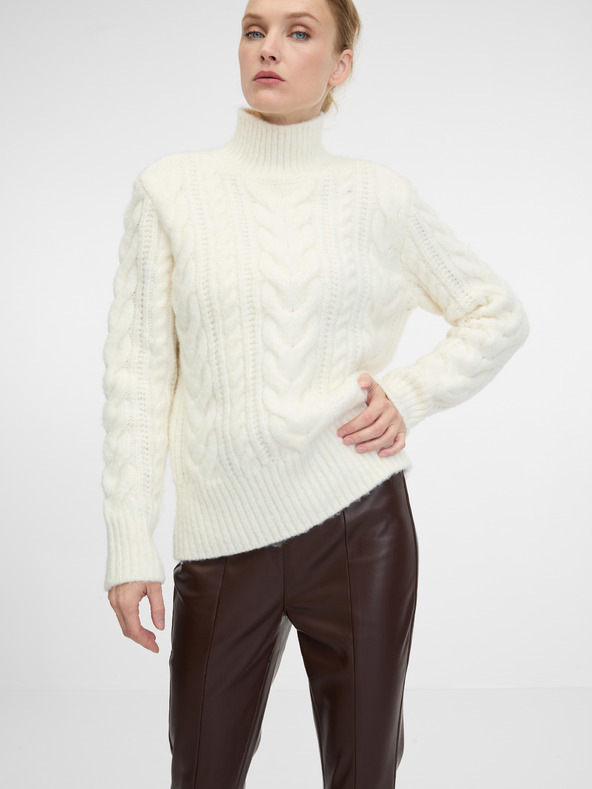 Orsay Pantaloni da donna marroni in pelle ORSAY