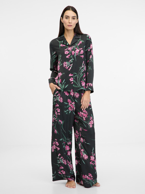 Orsay Camicia da notte in raso nera da donna ORSAY