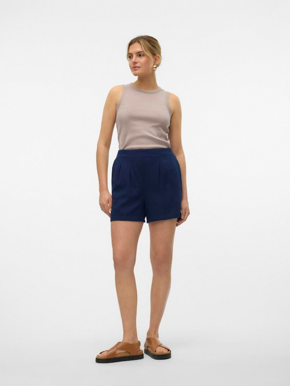 Vero Moda Pantaloncini da donna blu scuro in misto lino Vero Moda Jesmilo