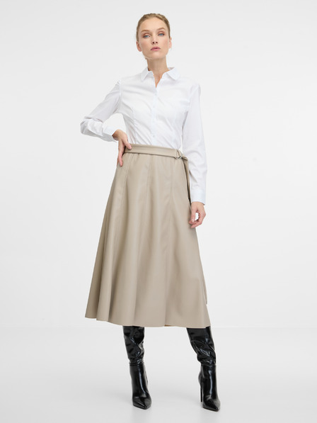 Orsay Gonna midi in similpelle beige da donna ORSAY