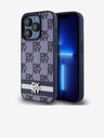 DKNY Cover posteriore in pelle PU con motivo a scacchi e strisce per iPhone 15 Pro Blue DKNY