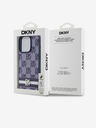 DKNY Cover posteriore in pelle PU con motivo a scacchi e strisce per iPhone 15 Pro Blue DKNY